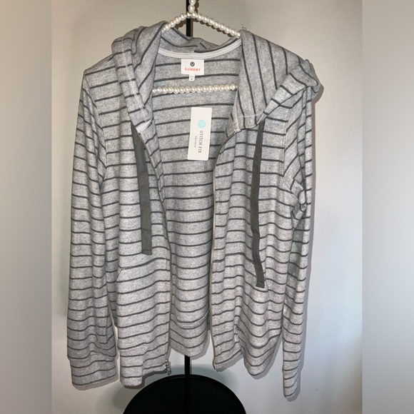 Sundry Striped Tawny Zip up Hoodie - NWT - Size 4/XL - *SOFTER THAN SOFT* - Picture 2 of 13